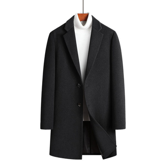 Wool Woolen Coat Men's Mid-length Cashmere Coat Youth Slim-fit Suit Collar Woolen Coat