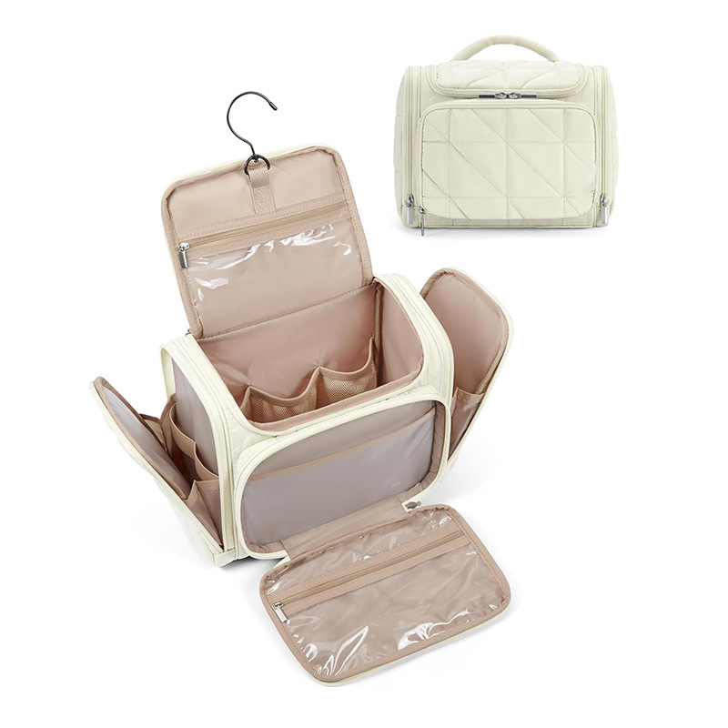 Amazon nueva bolsa de maquillaje bolsa de viaje con gancho impermeable bolsa de maquillaje ligera y esponjosa bolsa de viaje portátil