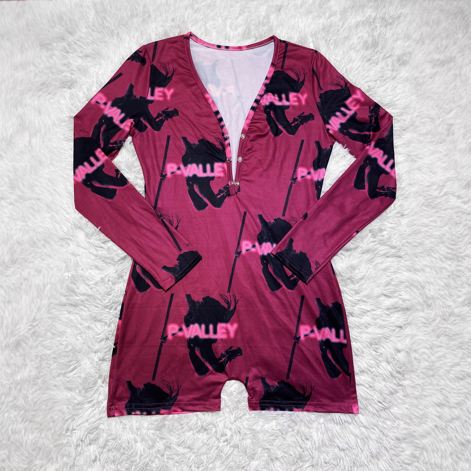 D9449 Amazon Hot Cross-border European and American Women's Casual Pattern Printed Long Sleeve Shorts Home Jumpsuit