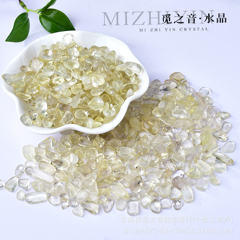 Natural Citrine Gravel Lemon Citrine Gravel Degaussing Stone Ornaments Fish Tank Flower Pot Decoration DIY Manicure