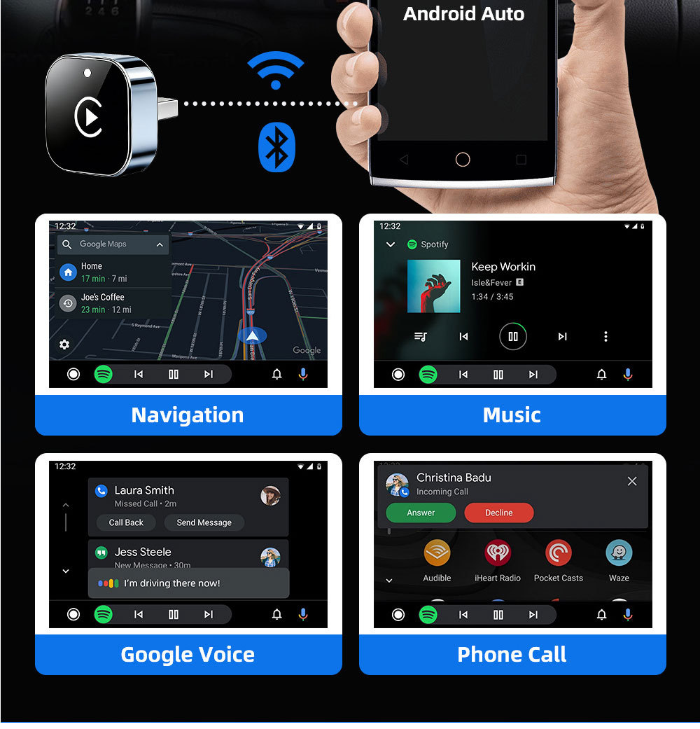 Hot-Selling 2-in-1 Wireless Carplay Box for Car-Machine Connectivity, Wired to Wireless Carplay Converter Box