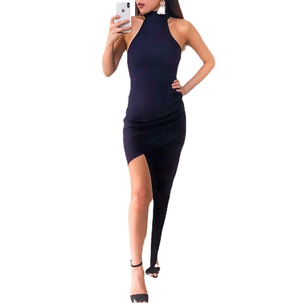 Europa y América del Comercio exterior nueva ropa de las mujeres deseo Amazon sin mangas Halter vestido Delgado Split image 6