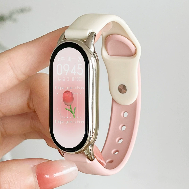 Ремешок для часов (Xiaomi Mi Band 10/9/8/7/6/5/4/3) силиконовая замена, дышащий, совместим с NFC