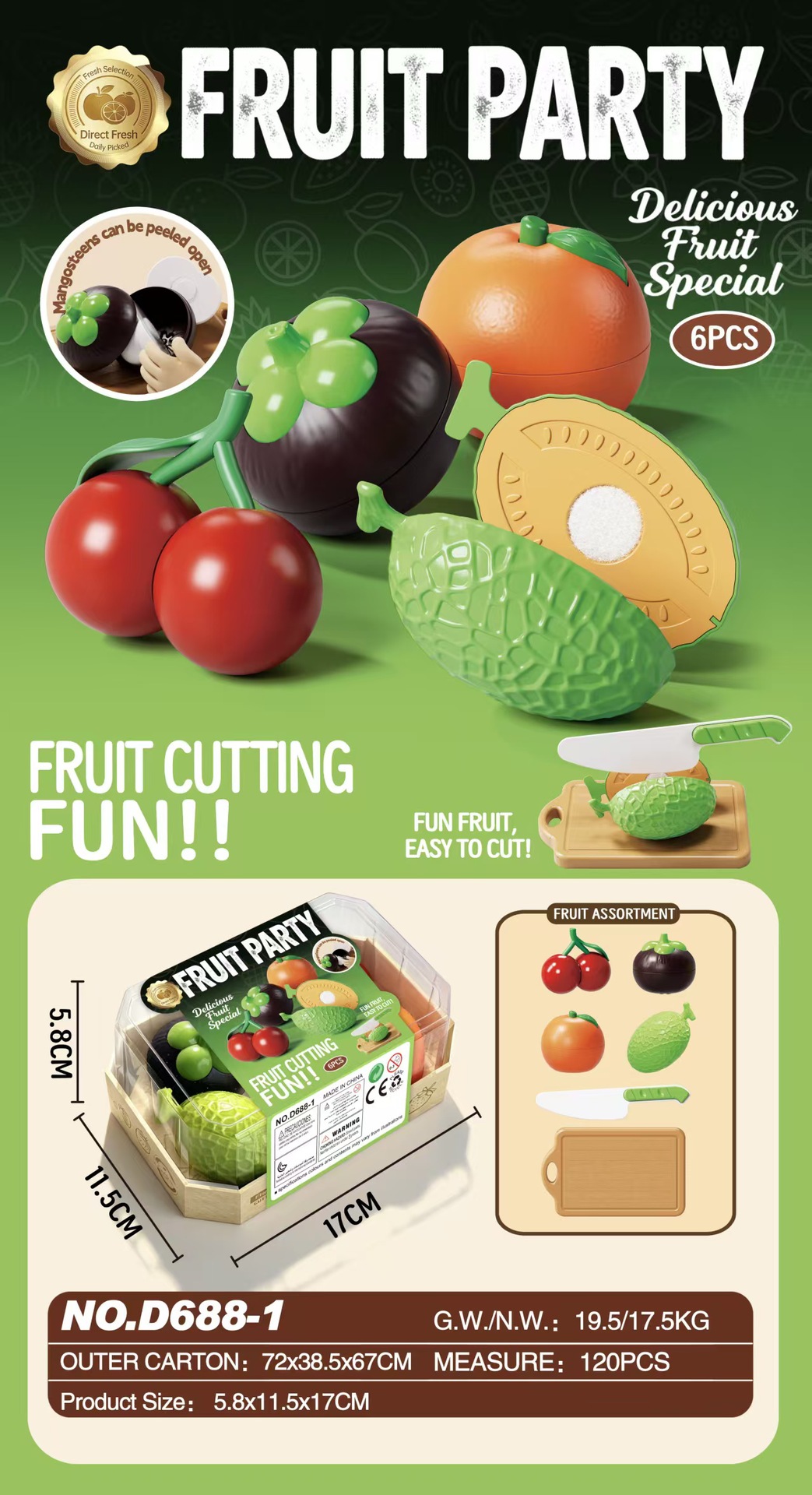 Comercio exterior para niños simulación de alimentos Durian manzana sandía plátano juego de frutas y verduras cortadas juguetes caseros