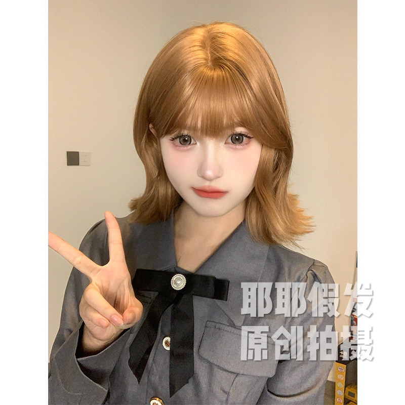 Yeye Wig Women's Daily Cyber Popular Short Hair Curly Hair Lolita Summer New Natural Full Head Cover Fake