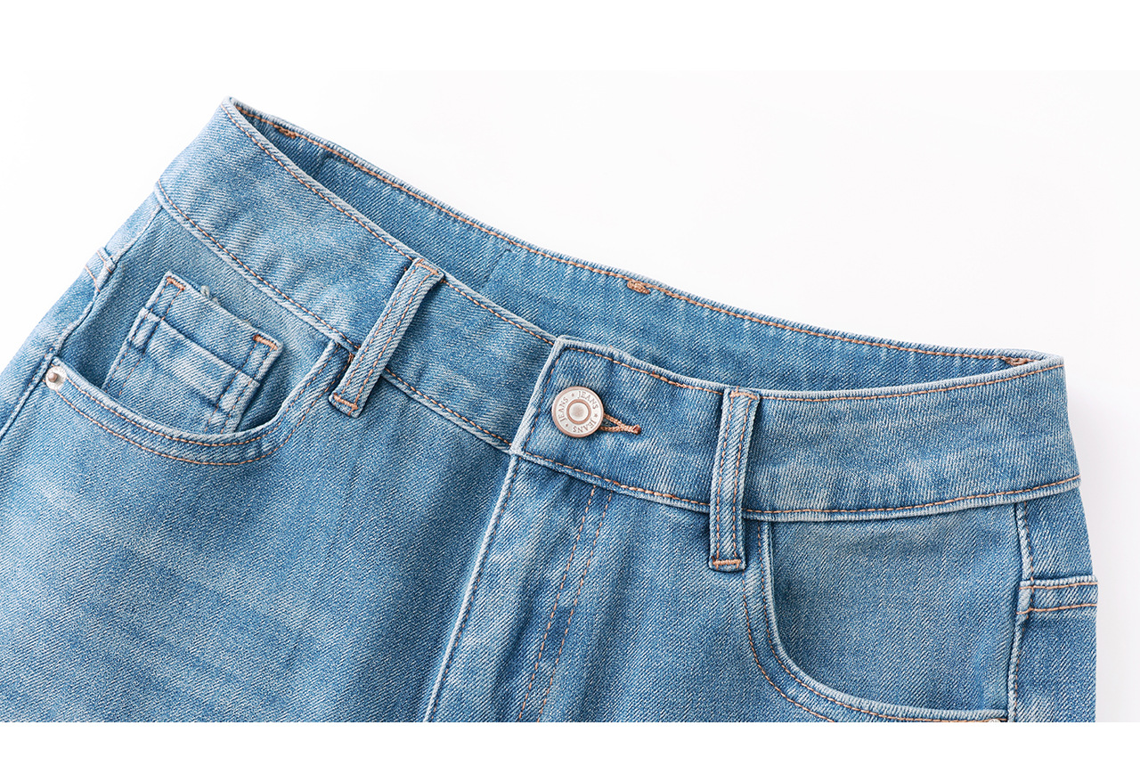 Quần jean nữ ống loe 9 phân, chất vải thun tứ chiều co giãn, nâng mông, phong cách retro — xanh lam chi tiết 27
