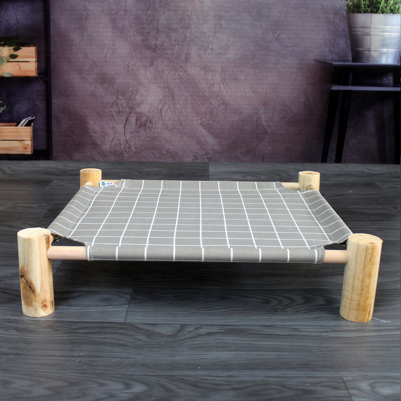 Cama de marcha para mascotas, hamaca de cuatro esquinas, cama de gato y perro extraíble y lavable en cuatro estaciones, hamaca de gato de madera maciza, suministro directo de fábrica