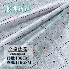 现货全棉花边绣花布 棉线镂空刺绣绣花布 方格绣花梭织纯棉面料