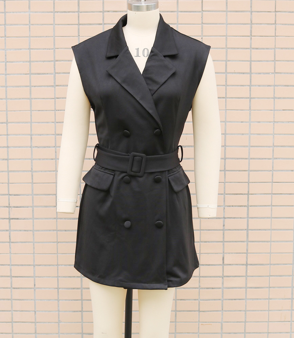 Women's Regular Dress Elegant Turndown Sleeveless Solid Color Knee-Length Daily Street display picture 13