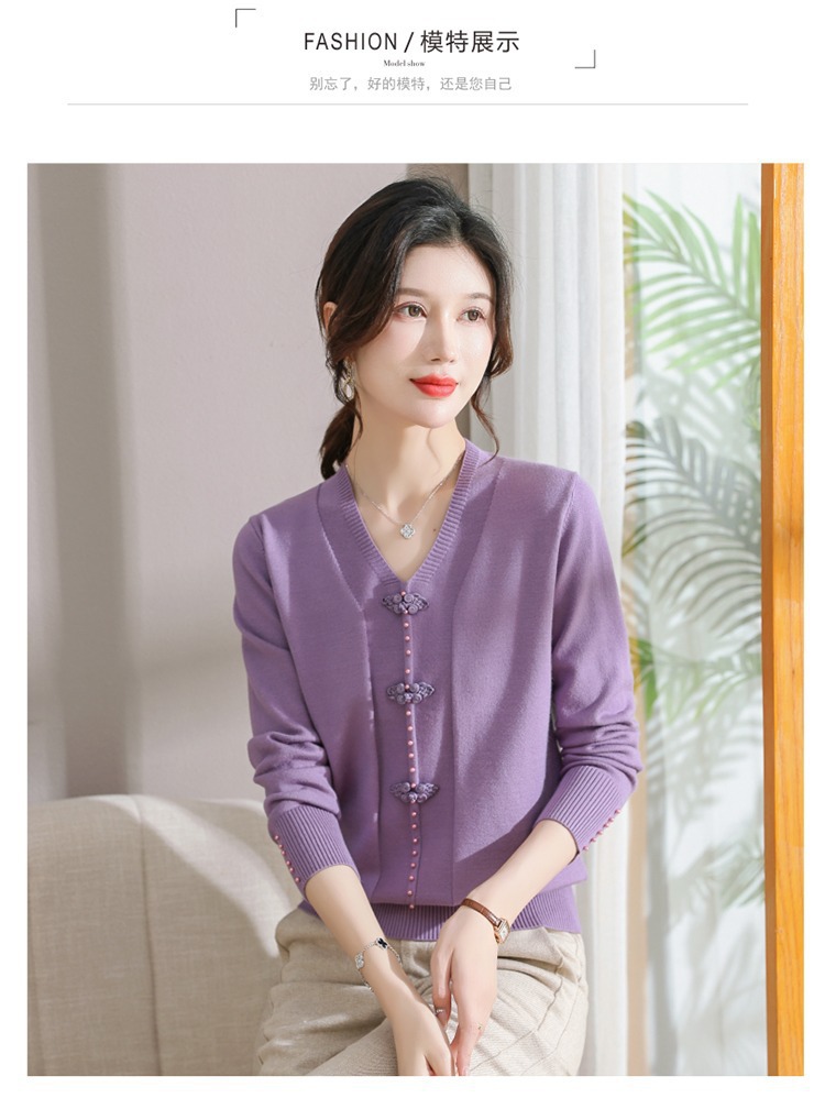 E5894 810K ÁO LEN NỮ TAIRYA ÁO LEN MÙA XUÂN THU ĐÔNG TRUNG NIÊN CỔ CHỮ V THỜI TRANG NỮ G03 SẢN PHẨM MỚI