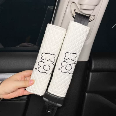 Headrest for All Seasons, Car Seat - thickened-rhombus-embroidery-shoulder-pad-net-red-bear-single