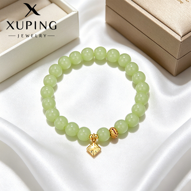 Xuping nueva moda china imitación de jade pulsera de verano nuevo imitación de oro brilla elegante temperamento joyería al por mayor mujeres image 1