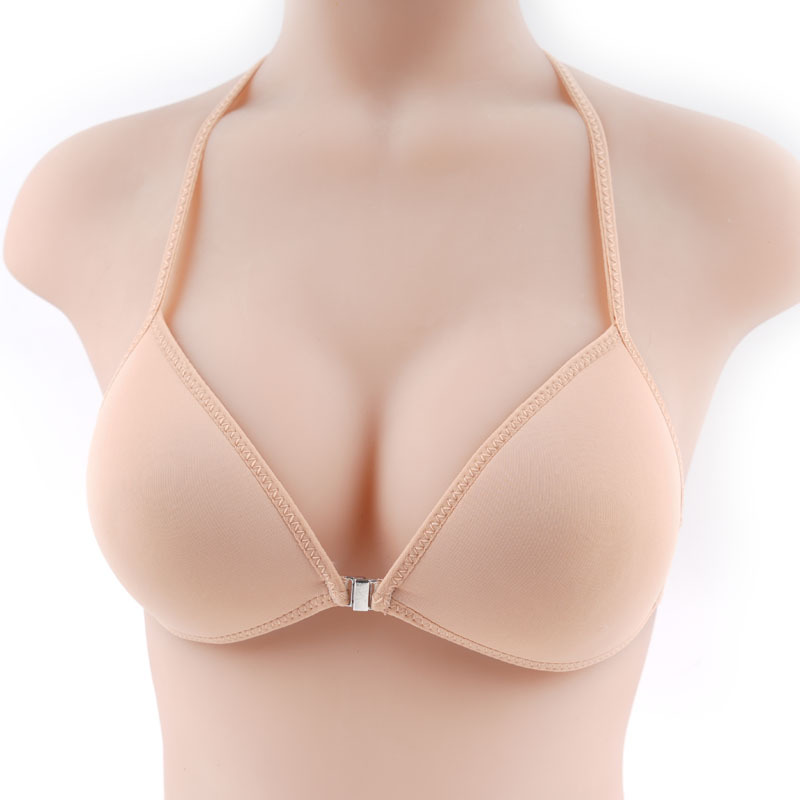 Bikini triángulo frente botón ropa interior mujer sin anillo de acero sexy gran cinturón de cuello abierto sujetador sin marcas de moda chica