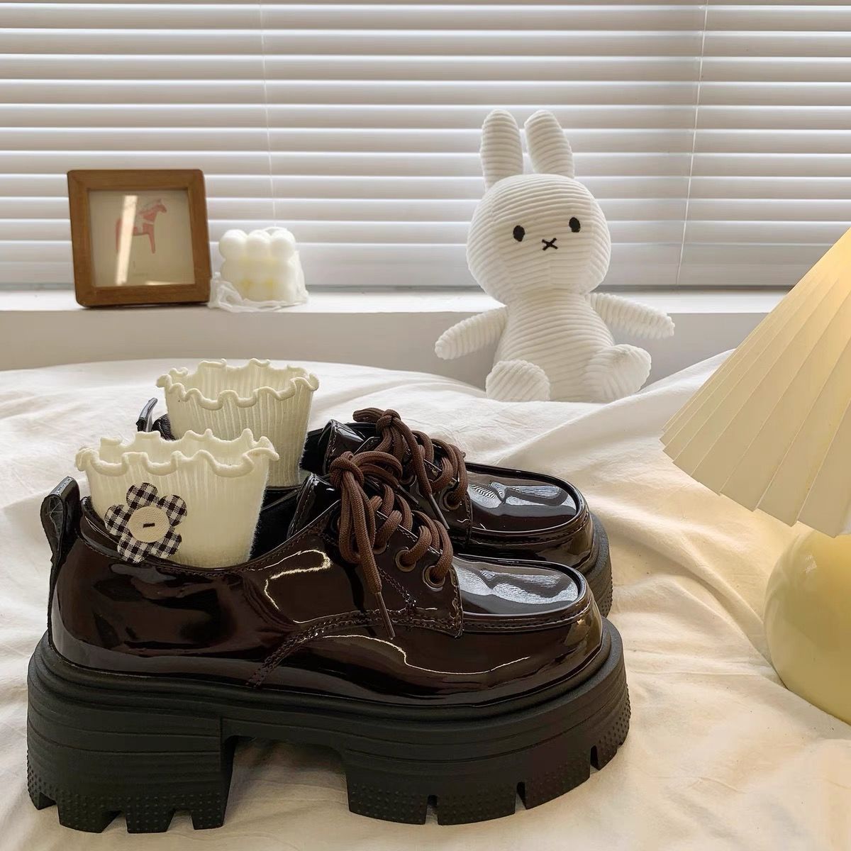 Modas mary-zhen verano zapatos de cuero mujeres estilo británico 2024 nuevos zapatos lefour cordones negros zapatos de sola gruesa