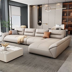 Nordic Small Apartment Washable Technology Cloth Sofa Living Room Italian Minimalist Three-Proof Fabric Straight Row Chaise Sofa Combination