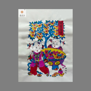 Weifang Yang Jiabu Handmade Wooden Plate New Year Painting Rice Paper New Year Painting Intangible Cultural Heritage Traditional Craft New Year Painting Treasure Manantang