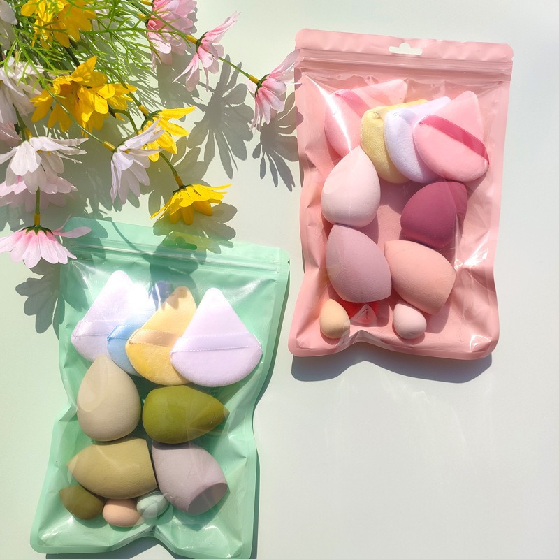 Explosiones transfronterizas 11 piezas 7 piezas de huevos de belleza flocado polvo combinado bolsas de color no comer polvo, huevos de belleza húmedos y secos image 4