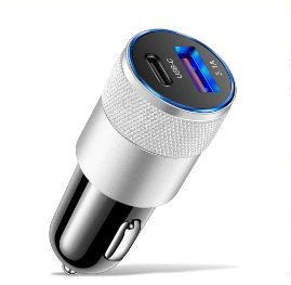 display support super fast charging: Mobil şarj cihazları - small-steel-cannon-pdusb-car-charger-silver