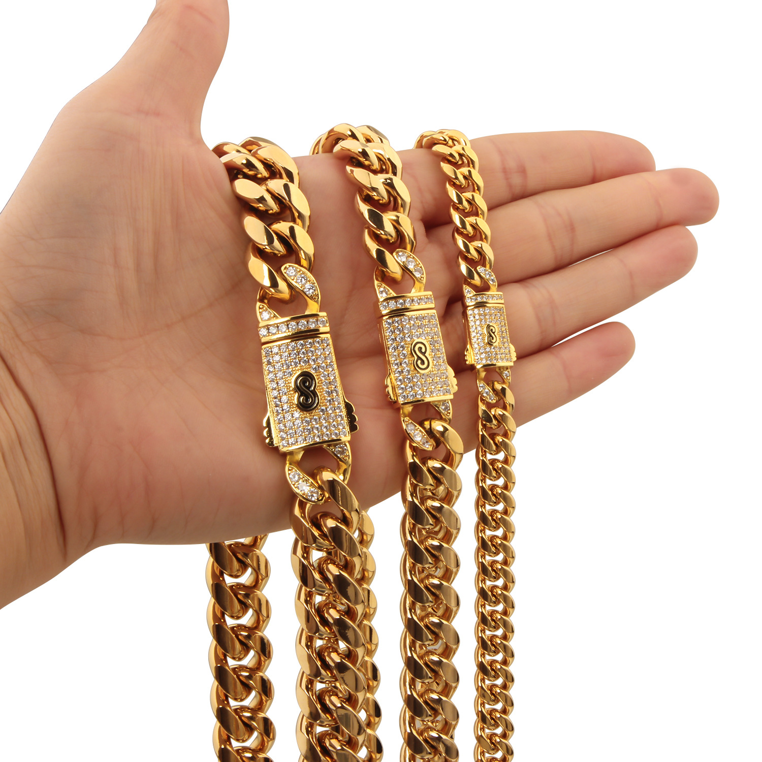 33g Weight Box Clasp Closure Clasp Closure Type Chain Necklace Classification 304 Stainless Steel Chain Material Cuban Link Chain Curb Chain Chain Type 1 Piece Quantity Holiday, Party Occasion 304 Stainless Steel Material Geometric Pattern All Seasons Season Men's Gender Plating Design Hip-Hop, Punk Style Hip-Hop Punk Geometric 304 Stainless Steel Plating Men's Chain Necklace Men Chain Necklaces 18