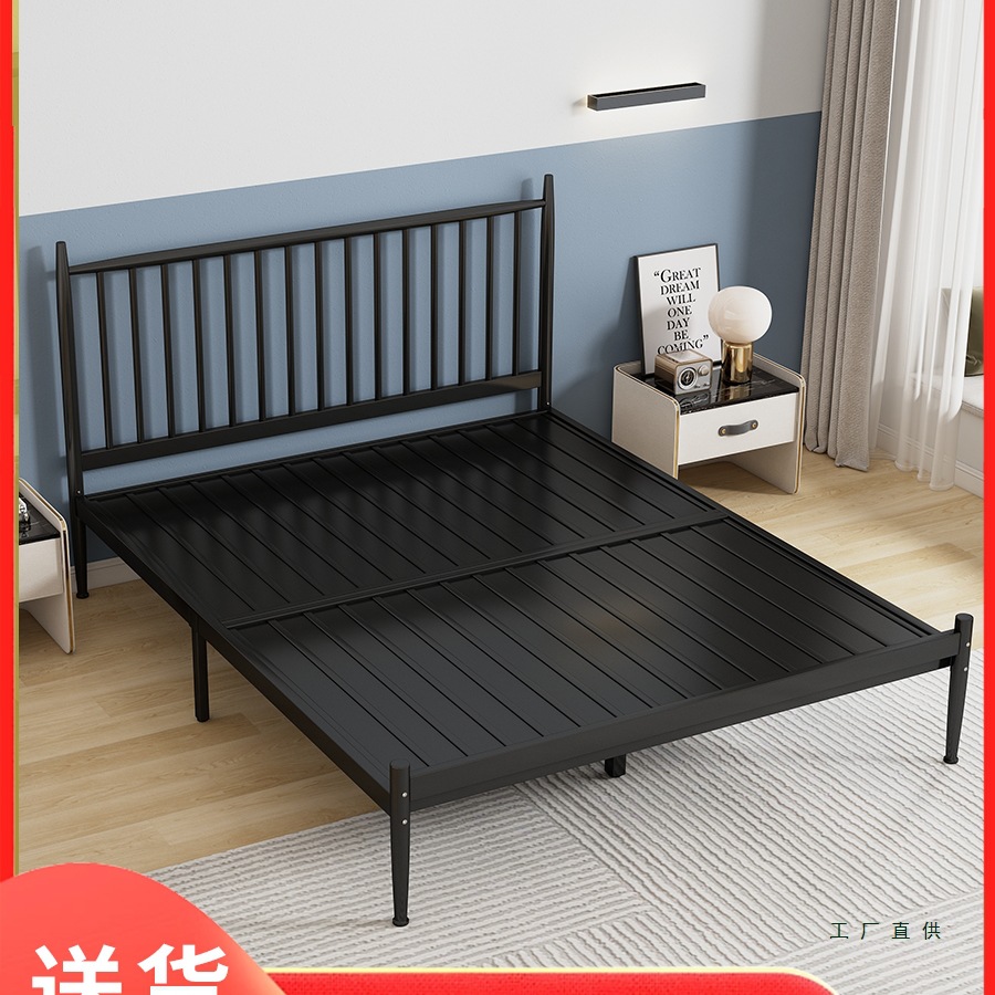 European-Style Wrought Iron Bed for Two, 1.5m Iron Frame, Nordic Light Luxury Simple Ins Internet Celebrity Princess Rental Single Iron Bed