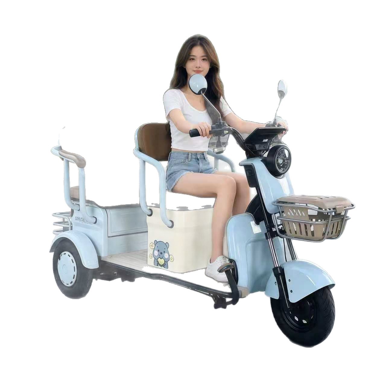 Triciclo eléctrico scooter de ocio para ancianos scooter de ocio para pasajeros y carga de alta potencia vehículo de ocio para adultos y ancianos para recoger a los niños