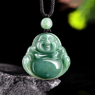 Natural Burma A Jade Oil Green Buddha Jade Pendant Ice Pendant Pendant Men's and Women's Jade Buddha Jade Pendant