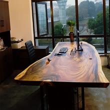 胡桃木大板茶桌实木大板桌新中式老板桌办公桌办公室原木书桌