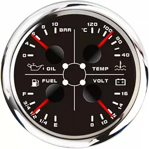 85mm Water Temperature, Oil Pressure, Oil Volume, and Voltage Meter 4-in-1 Multifunctional Combination Instrument Pointer Type