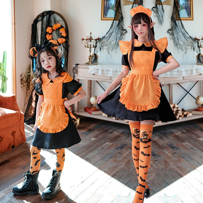Halloween children's costume pumpkin parent-child witch costume Maid Costume Princess girl baby vampire dress female