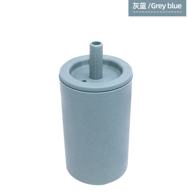Taza de silicona para bebés, taza de agua para niños, taza de agua a prueba de caídas y antideslizante con cubierta, taza doméstica simple, taza de paja de silicona, taza grande