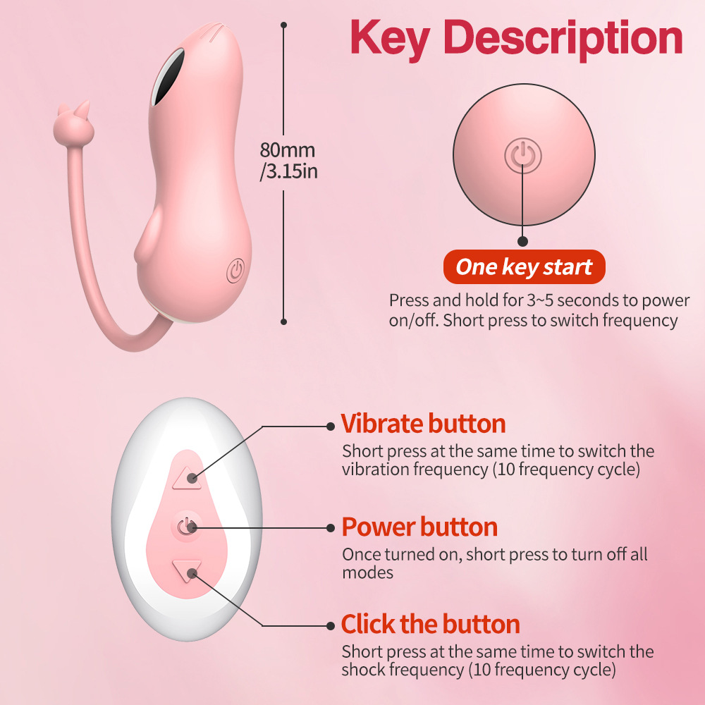 Wireless Remote Control Vibrator For Women With Shock Functions_voghion.com