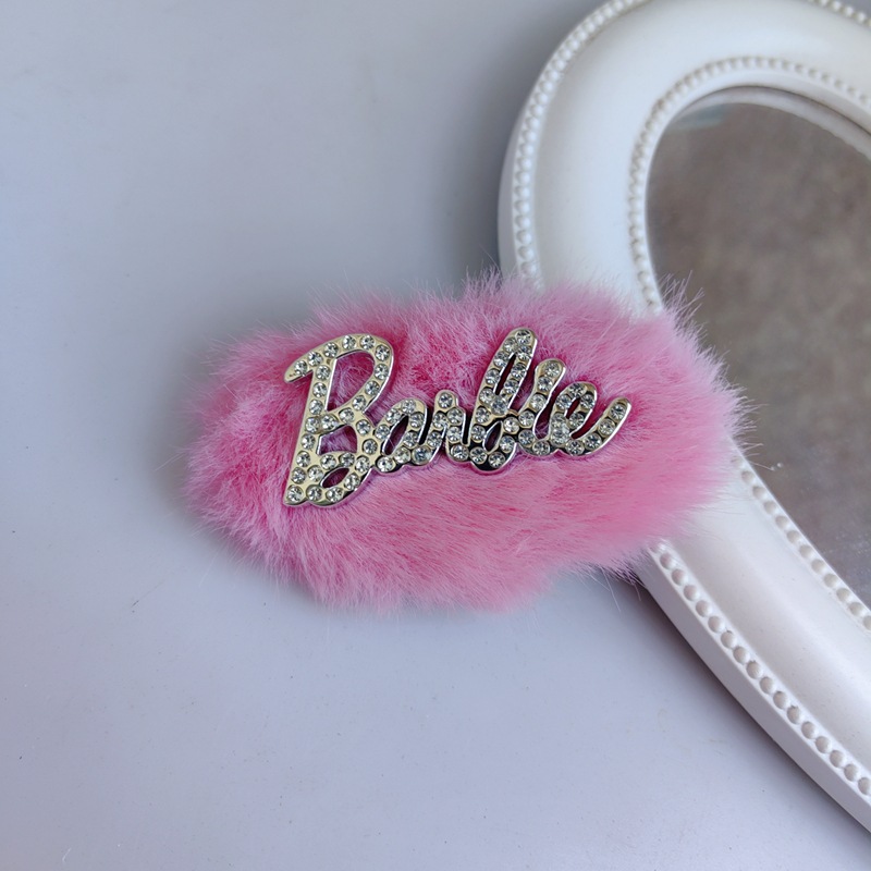 Nuevo Super flash rhinestone letra Rosa conejo pelo BB clip amor traje horquilla 2 una tarjeta Barbie carta accesorios para el pelo