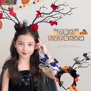 Halloween children's lighted headbands funny props holiday decoration COS dress up light little girl headband hair accessories