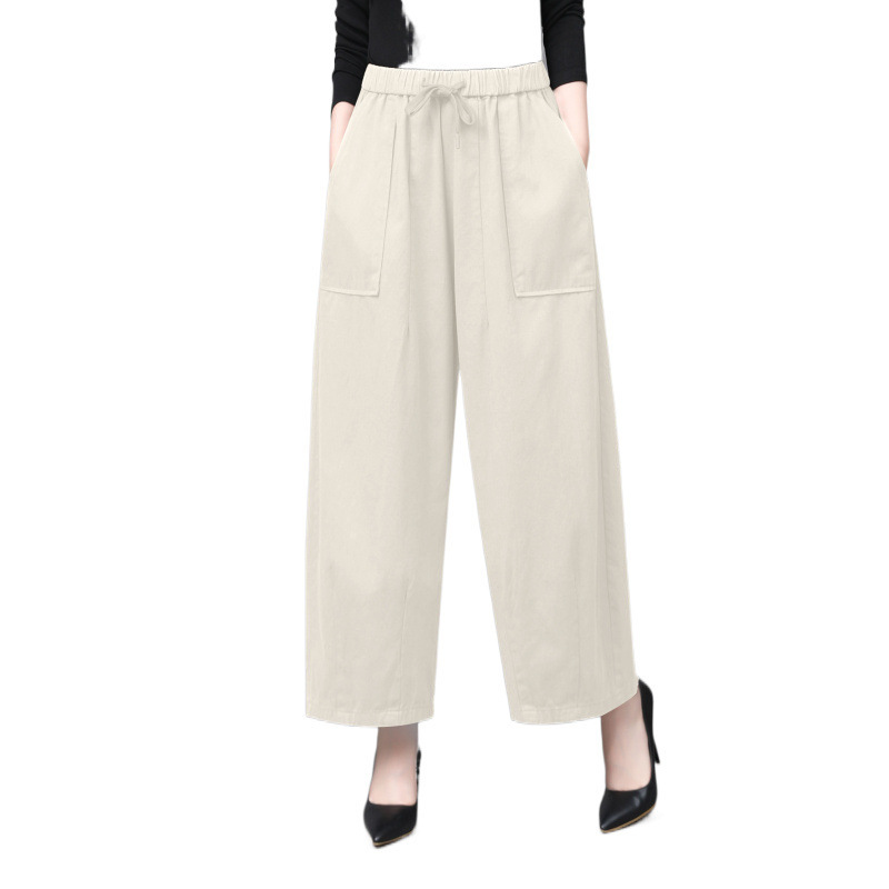 夏の女性用の薄いワイドレッグパンツ、新しいゆったりとした大きいサイズのハイウエスト痩身通気性のある9点パンツ、ファッショナブルなストレートカジュアルパンツ|undefined