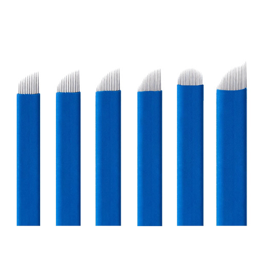 China blue tattoo needle sheet blue leather 18 eyebrow tattoo needle supplies tools semi-permanent eyebrow embroidery and eyebrow bleaching line blade