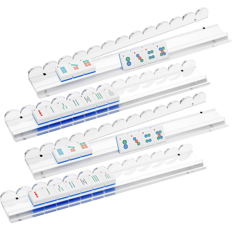 Customized Acrylic Transparent Heavy-Duty Tile Holder with Smooth Sliding Push Rod Suitable for Mahjong Night Parties