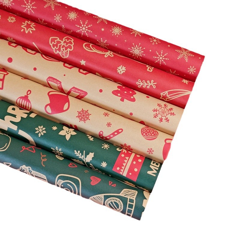 Fabricantes al por mayor de papel de embalaje de Navidad cinta de regalo de Navidad papel de regalo de gran tamaño kraft ins viento image 5