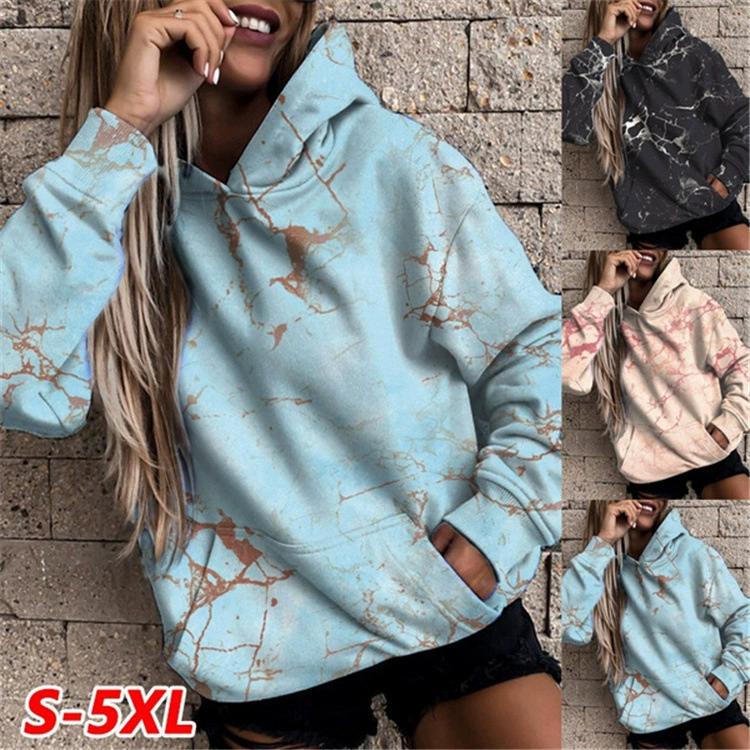 Трансграничная амазонка Европейская и американская внешняя торговля осень и зима женская одежда новый 3D галстин с принтом свободный длинный рукав с капюшоном свитер