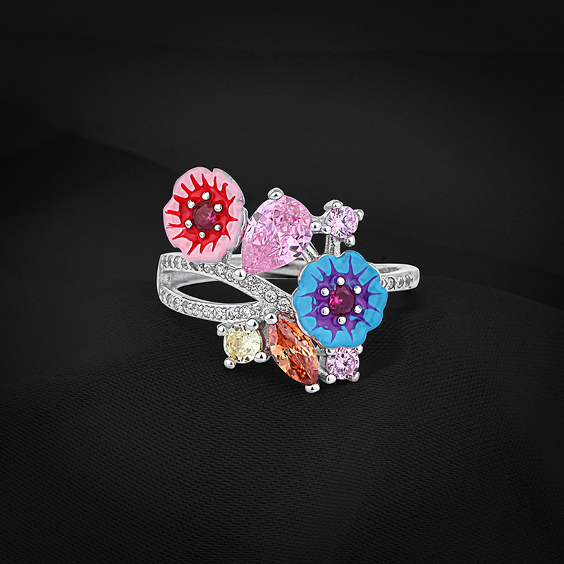 Fashion Geometric Sterling Silver Plating Zircon Open Ring 1 Piece