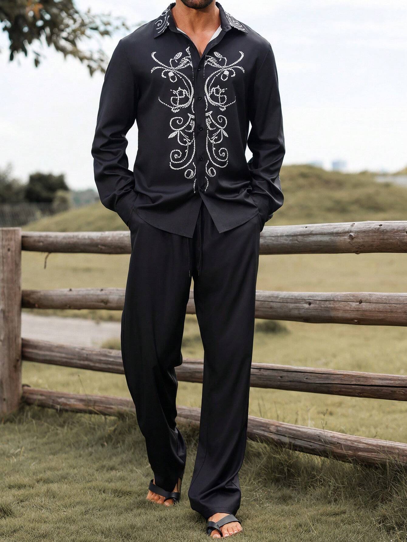 2024 nuevo estilo Amazon productos europeos transfronterizos moda casual estadounidense camisa de manga larga pantalones traje MB12 ML4