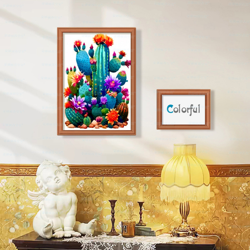 Mona Lisa Royal Crosspoint Cactus nuevo estilo moderno simple planta sala de estar decoración de entrada bordado a mano image 2