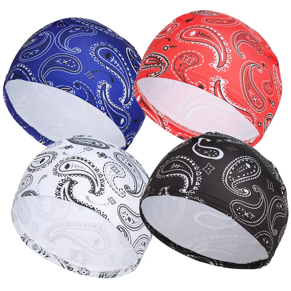 Men's Printed Base Cap, Milk Silk High Elasticity Paisley Pattern Round Cap for Outdoor Sports and Cycling
