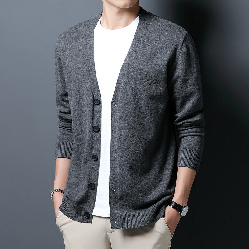 2025 Autumn and Winter Cardigan Men's Knitted Sweater Thin Sweater Jacket Casual V-Neck Korean Style Trendy Autumn Sweater