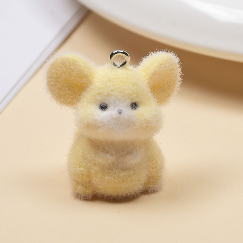 植毛かわいい小さなマウスペンダント漫画樹脂ペンダント DIY キーホルダーバッグ携帯電話アクセサリークリエイティブ装飾品|undefined