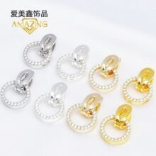 14k包金保色饰品扣微镶锆石圆形单边扣diy珍珠手链项链收尾连接扣