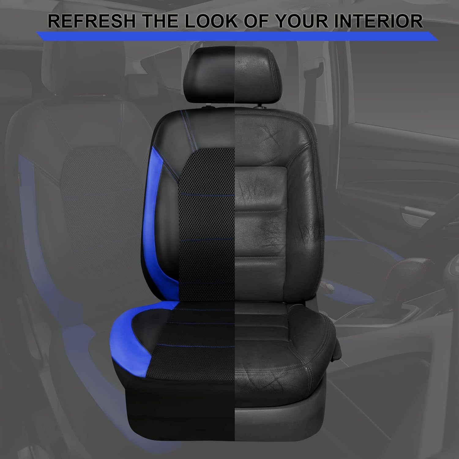 Cross-Border Temu Foreign Trade Car Seat Covers Single-Line Sandwich Leather Pu Leather Artificial Leather Export to Europe and America