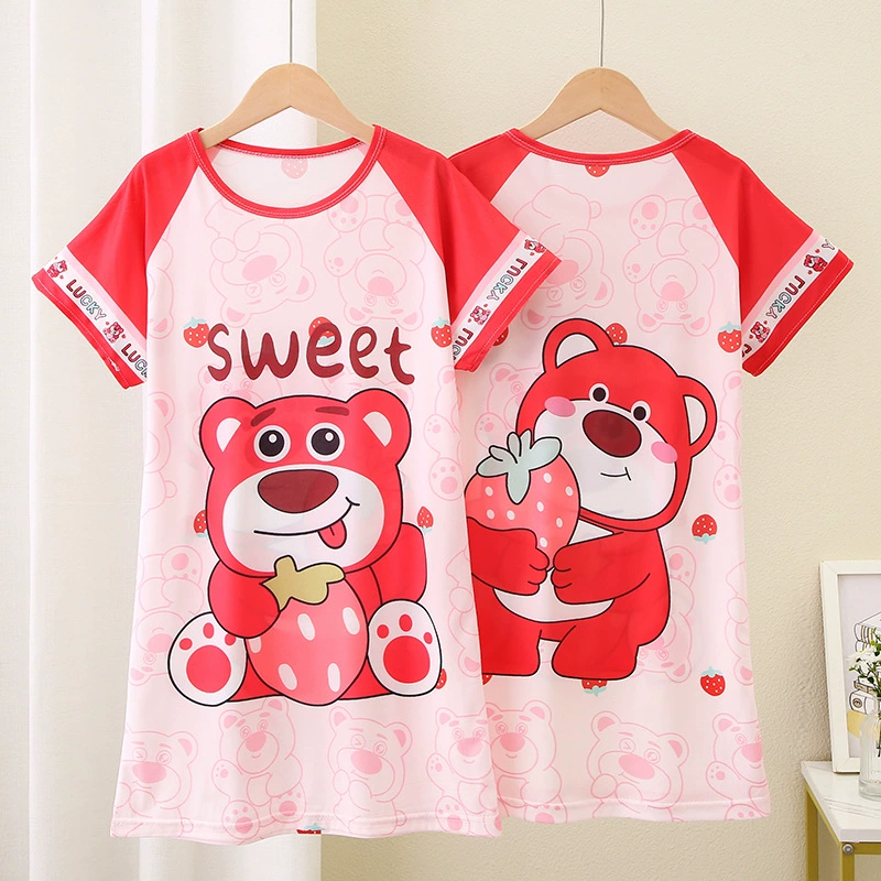 Детская летняя пижама, тонкая юбка для принцессы, с коротким рукавом, для подростков