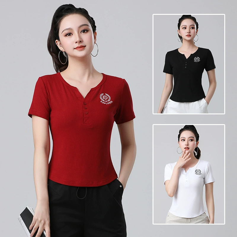 Спортивный и повседневный новый летний топ с короткими рукавами