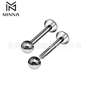 16/14g outer teeth titanium steel lip nail round bottom puncture tongue nail base nail ear bone nail factory direct foreign trade cross-border