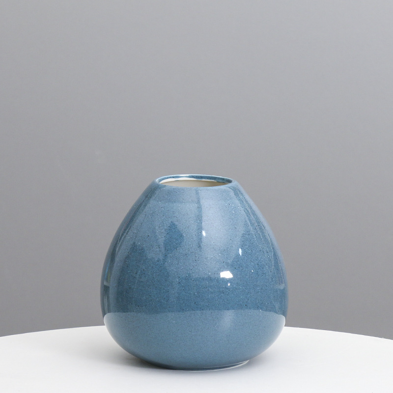 Decoración del hogar moderno arte creativo decoración azul sala de estar de escritorio de alto grado florero de cerámica transfronteriza al por mayor